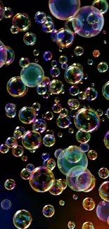 Colorful bubbles on a black background.