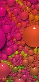 Vibrant bubbles wallpaper with pink, orange, and green hues.