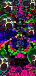 Vibrant and colorful bubble pattern wallpaper design for mobile phones.