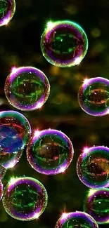 Vibrant bubble spheres with dark background