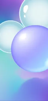 Ethereal mobile wallpaper with vibrant purple and teal bubbles.