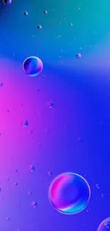 Vibrant watercolor wallpaper with bubbles in blue and purple.