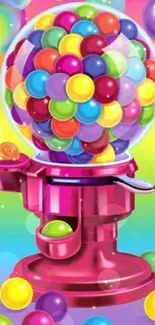 Colorful bubblegum machine with vibrant hues, perfect for mobile wallpaper.