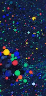 Colorful abstract bubbles on dark background.