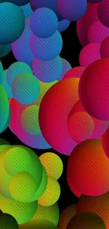 Vibrant 3D bubbles on dark background wallpaper.