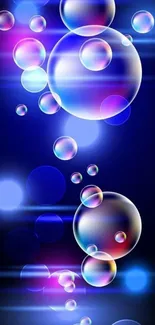 Vibrant glowing bubbles on a dark background wallpaper.