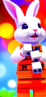 Colorful toy bunny with bright background.