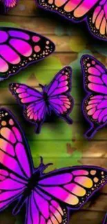 Vibrant butterflies on rustic background mobile wallpaper.