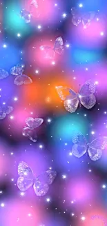 Vibrant butterfly wallpaper with a colorful, dreamy, and glowing design.