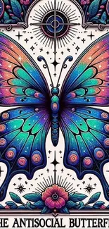 Vibrant butterfly with intricate designs.