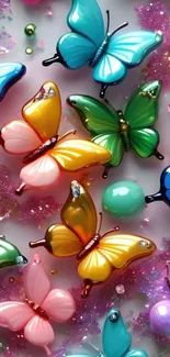 Colorful 3D butterfly themed mobile wallpaper.