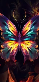 Vibrant butterfly art with vivid colors on a dark background.