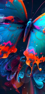 Colorful and artistic butterfly wallpaper with vibrant blue tones.