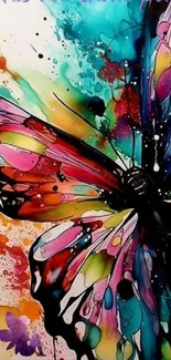 Vibrant butterfly artwork with abstract multicolor design.