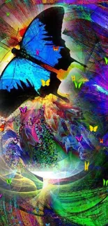 Colorful abstract butterfly art wallpaper with vibrant textures.