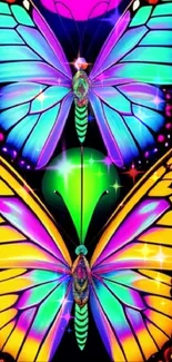 Colorful butterfly art wallpaper with vibrant hues.