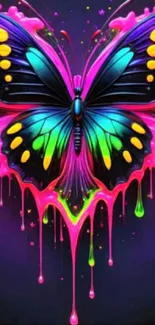 Colorful butterfly with vibrant dripping colors