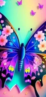 Colorful butterfly with floral patterns and vibrant design