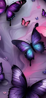 Purple and pink artistic butterfly wallpaper.