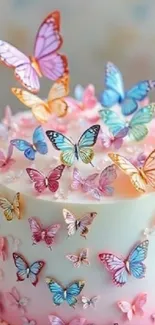 Colorful butterfly cake with vivid decorations.