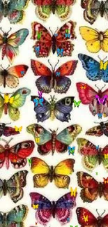 Colorful butterfly collection mobile wallpaper with vibrant designs.