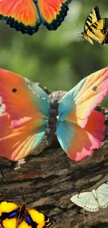 Vibrant butterfly wallpaper with colorful wings in nature.