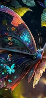 Ethereal butterfly in a vibrant, fantasy dreamscape setting.