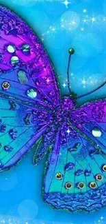 Vibrant blue and purple butterfly wallpaper fantasy art.