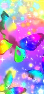 Colorful fantasy butterfly wallpaper with vibrant hues and magical design.