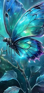 Fantasy butterfly with cosmic colors and ethereal design.