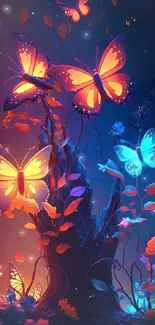 Vibrant butterfly fantasy wallpaper with glowing colors and magical ambiance.