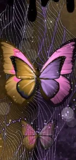 Fantasy butterfly art wallpaper with vibrant hues.