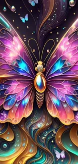 Colorful fantasy butterfly mobile wallpaper with vibrant wings.