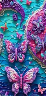 Colorful 3D butterfly fantasy art wallpaper with vibrant hues.