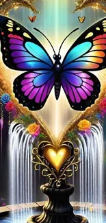 Vibrant fantasy wallpaper with a butterfly and glowing elements.