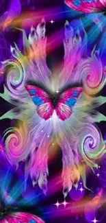 Vibrant butterfly fantasy art with swirling colors.