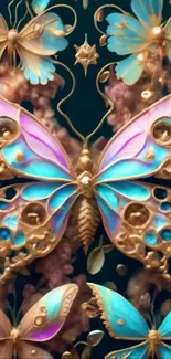 Vibrant butterfly fantasy design with teal and gold tones.