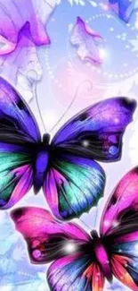 Colorful fantasy butterfly wallpaper with vivid purple hues.