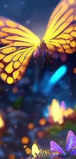 Vibrant fantasy butterfly glows in dazzling colors.