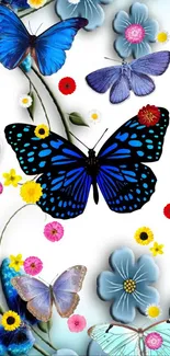 Colorful butterfly and floral wallpaper for mobile phones.