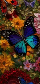 Colorful butterfly garden wallpaper