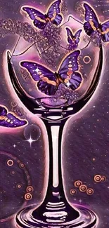 Purple butterfly glass art wallpaper with enchanting designs.