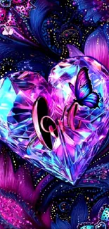 Vibrant heart with butterfly art.