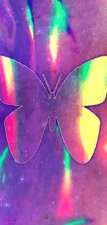 Vibrant butterfly holographic wallpaper with vivid, shimmering colors.