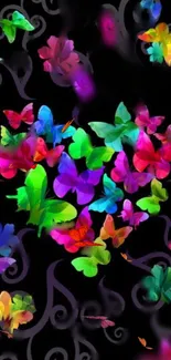 Vibrant mobile wallpaper with colorful butterflies.