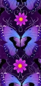 Vibrant purple butterfly wallpaper for mobile devices.