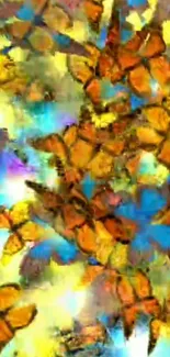 Colorful butterfly pattern with yellow and blue hues.