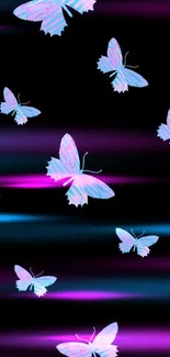 Colorful butterfly pattern on black background wallpaper.