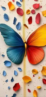 Vibrant butterfly with colorful petals art design.