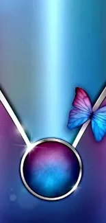 Vibrant blue and purple butterfly wallpaper with elegant design.